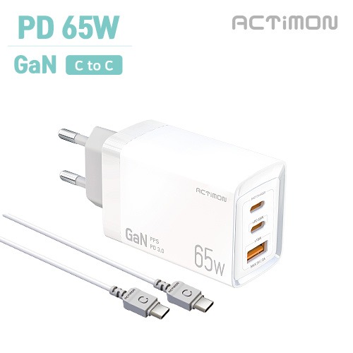가정용 GaN 지원 PD 65W 초고속 충전기 (C+C+USB) (C to C)MON-PD65W-HC7-CP