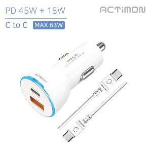 차량용 PD 45W 초고속 + PD 18W 고속 충전기 (C+USB)(C to C)MON-CC-PD45W+18W